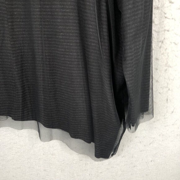 Luukaa Top Women 14 Black Stripe Mesh T Lagenlook Layered Whimsigoth Drapey - Picture 13 of 15